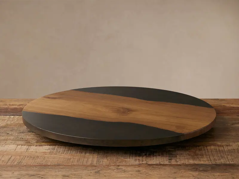 Acacius Rotating Wooden Lazy Susan – Two-Tier Natural Finish Turntable 1