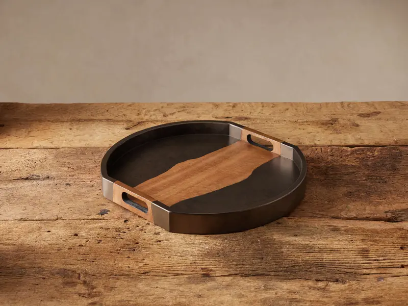 Acacius Solid Wood Round Serving Tray 1
