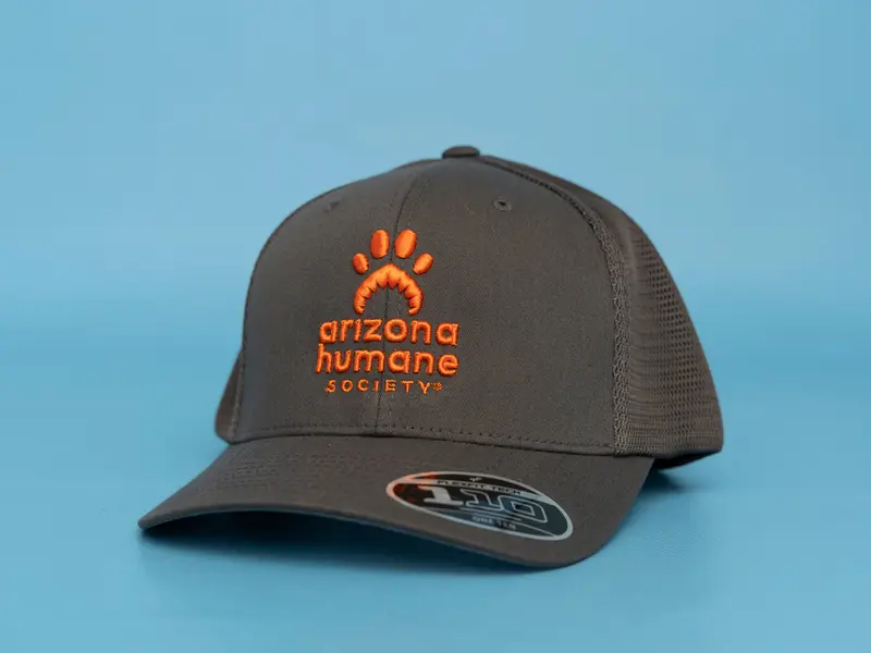 Ahs Puff-Embroidered Trucker Hat – Grey & Orange 1