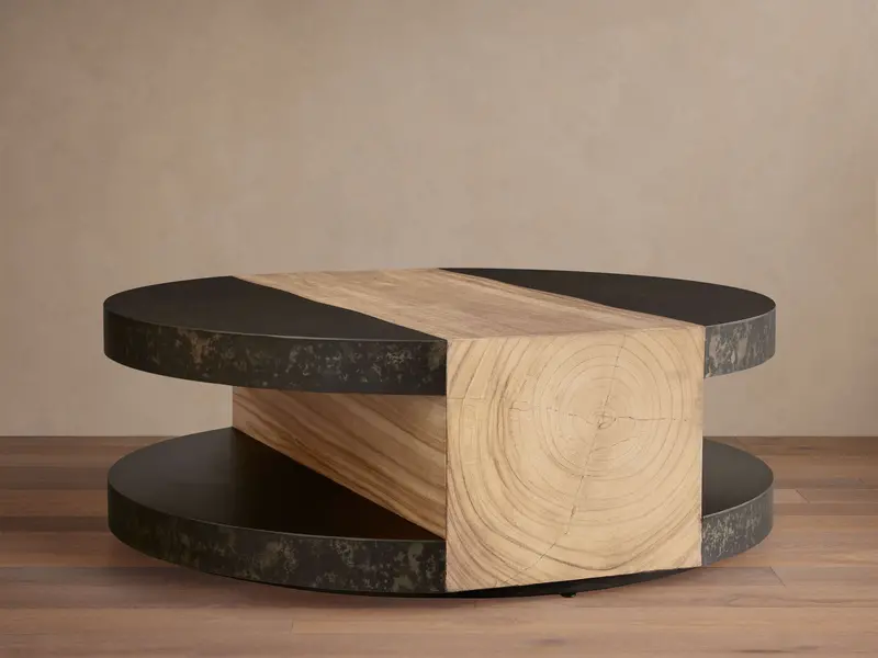 Almeria Solid Wood Round Coffee Table 1