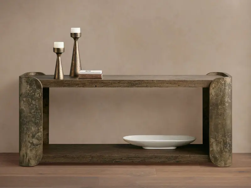 Alvaro Minimalist Console Table In Warm Wood Tone 1
