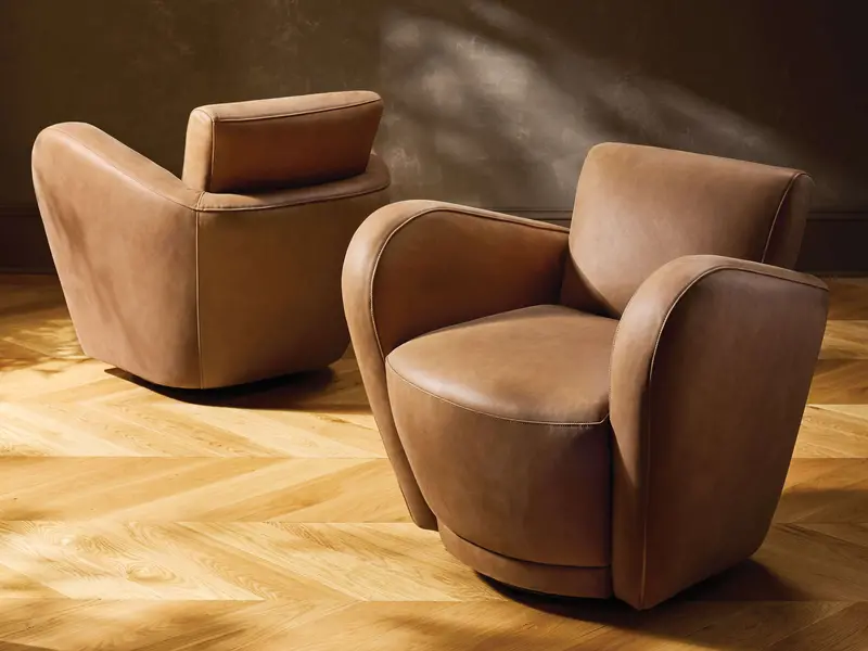 Amelia Premium Leather Swivel Accent Chair 1