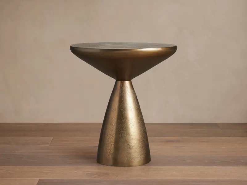 Amina Sleek Round End Table With Solid Wood Top 1