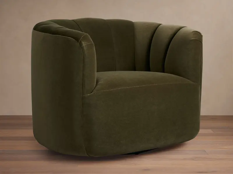 Amira Upholstered Swivel Chair With Wooden Legs 1