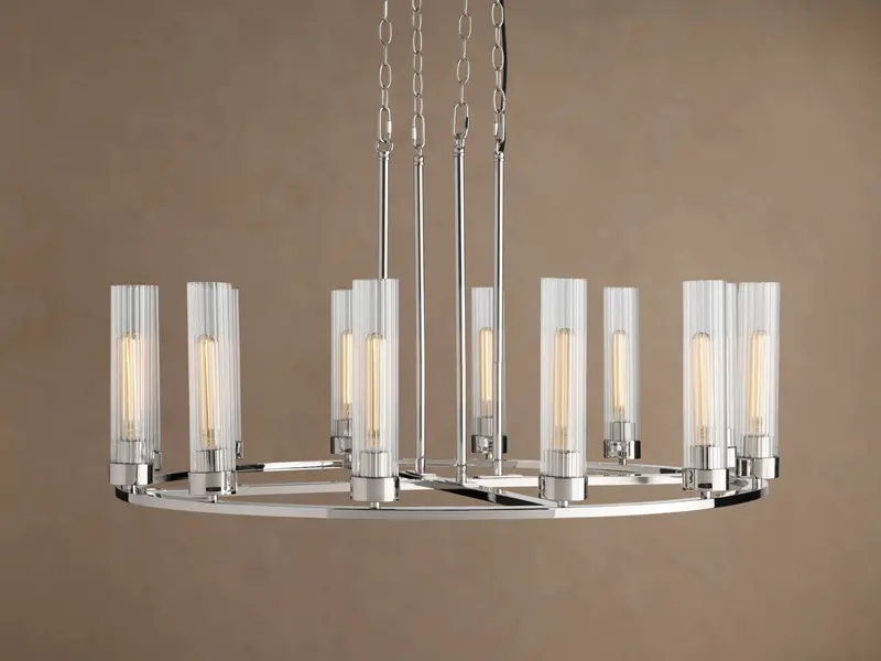 Andreas 12-Light Nickel Round Chandelier 1
