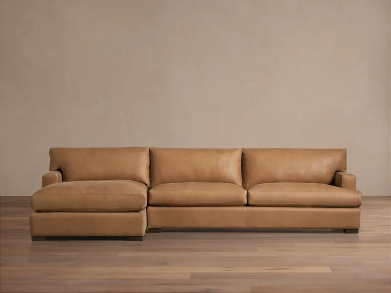 Arhaus Dune Leather Chaise Sectional – Two-Piece Modern Lounge Set 1