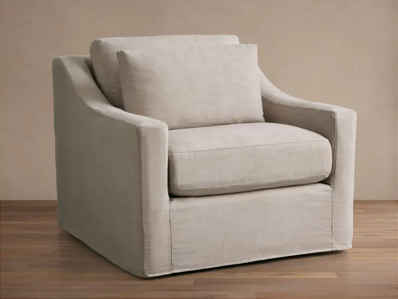 Ashby Slipcovered Swivel Chair – Casual, Rotating Lounge Seat 1