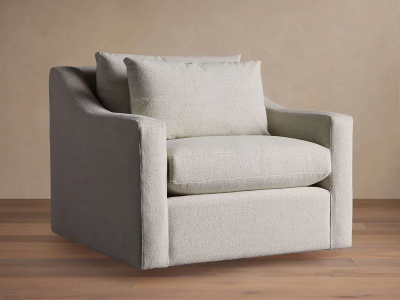 Ashby Swivel Accent Chair With Upholstered Seat & Wooden Base 1