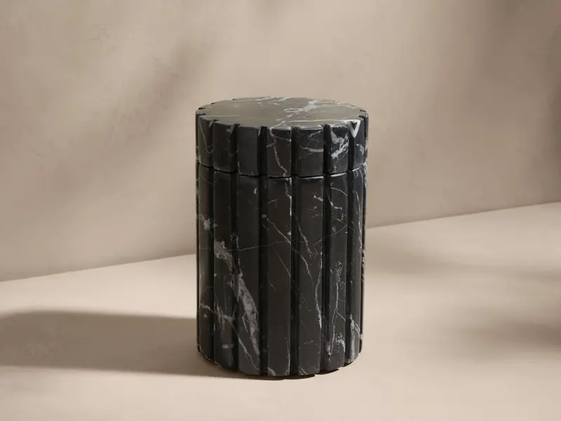 Aster Ribbed Soap Jar – Black Marquina Design 1