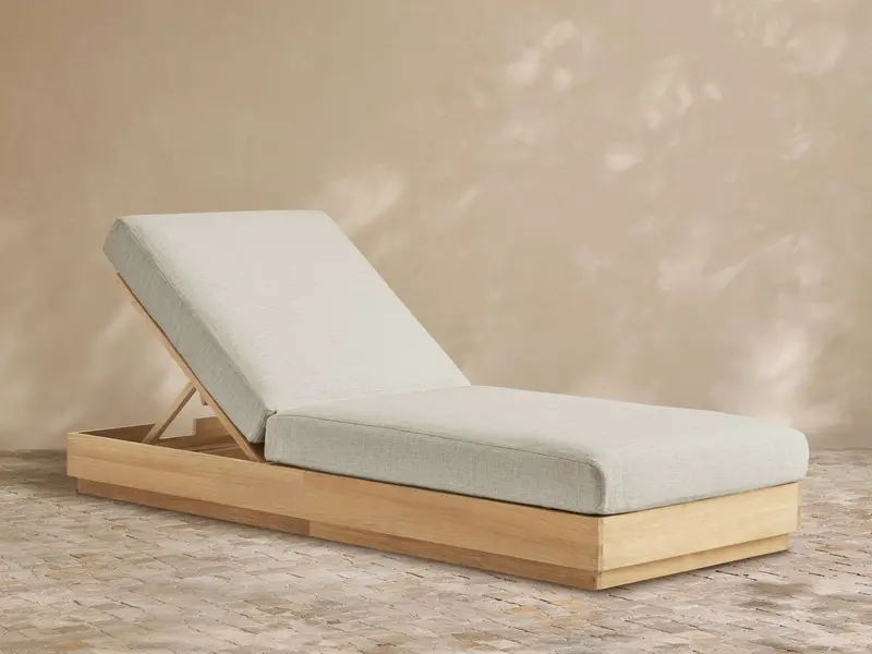 Bal Harbour Teak Outdoor Chaise – Contoured Lounger With Cushion Support 1