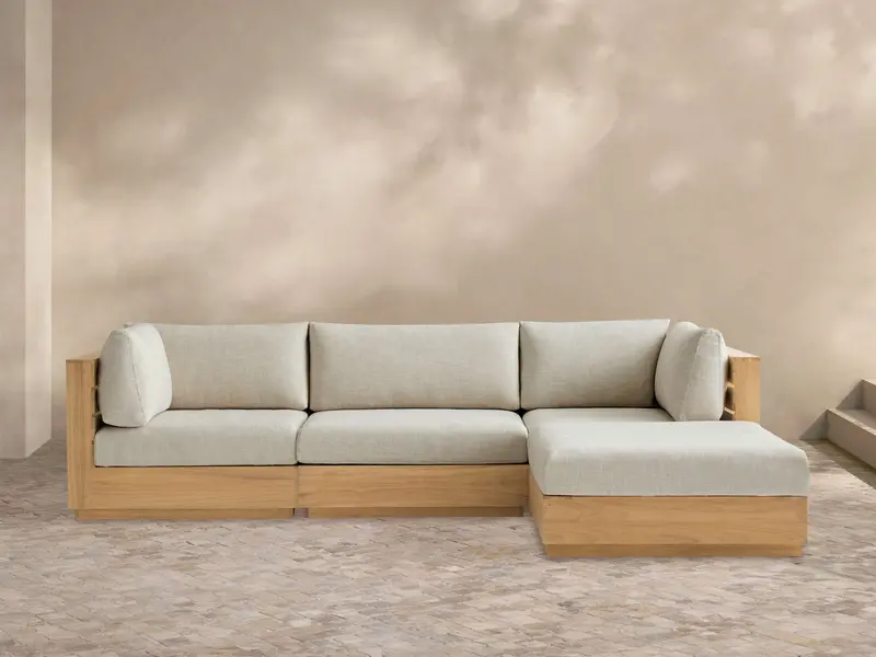 Bal Harbour Teak Outdoor Sectional – Eden Oyster 1