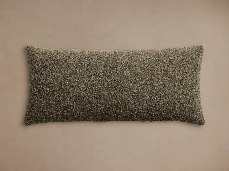 Basil Green Bouclé Lumbar Pillow Cover 1