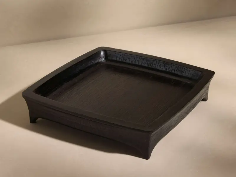 Black 14-Inch Calliope Square Serving Tray 1