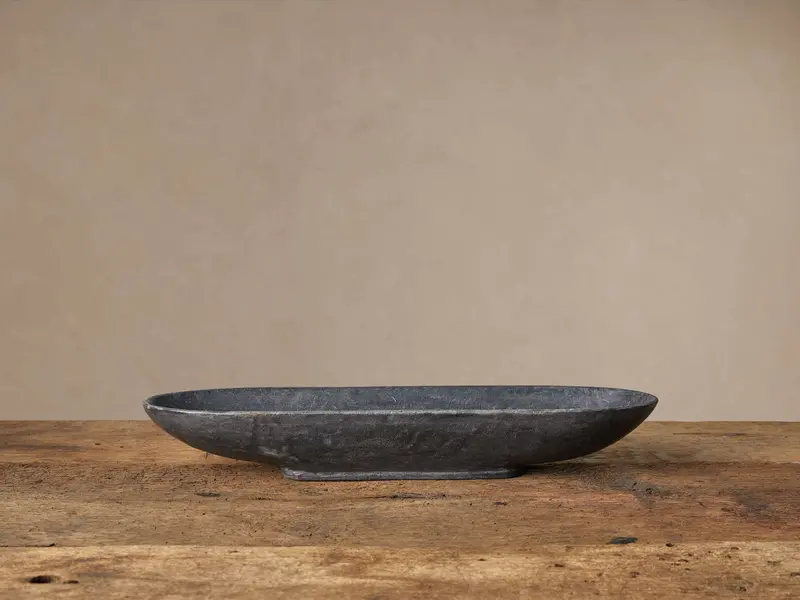 Black Marble Oval Serving Bowl 1