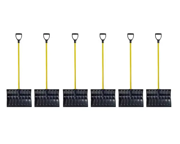 Bon Tools 28-159 Poly Snow Scoop Shovels – 6-Pack, 19.75" Heads, Fiberglass Shafts, D-Handles 1