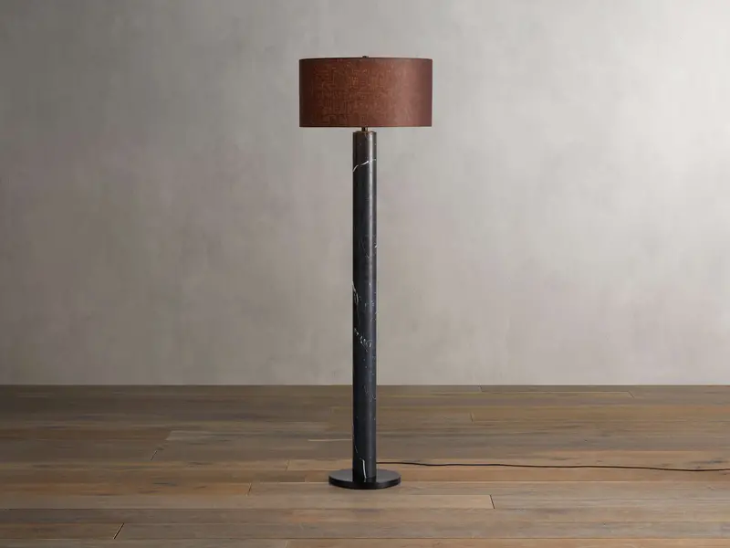Brixton Black Marquina Floor Lamp With Brown Shade 1