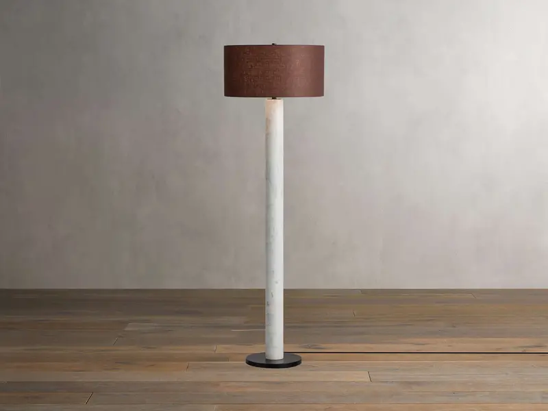 Brixton Carrara Marble Floor Lamp With Brown Shade 1