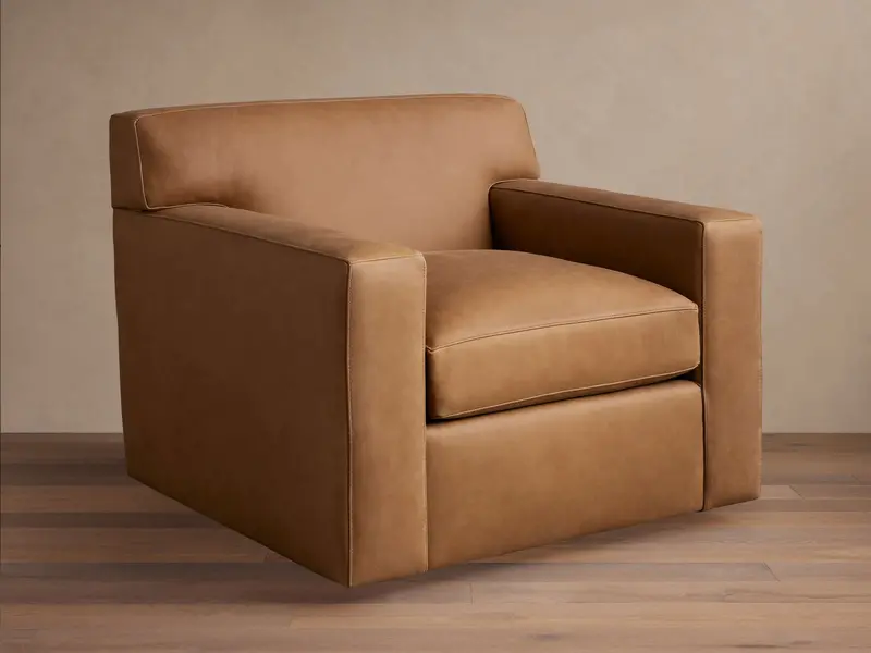 Bronte Leather Swivel Accent Chair 1