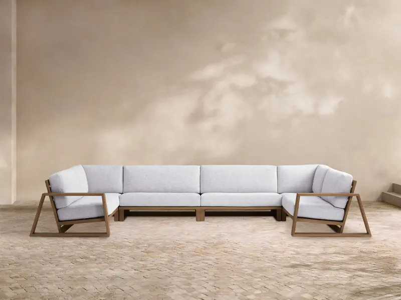 Canyon Teak Four-Piece Outdoor Sectional 1