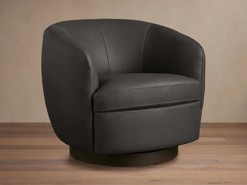 Cerrito Swivel Accent Chair In Top-Grain Leather 1
