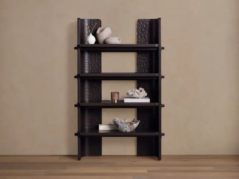 Chiseled Geometric Open-Back Bookshelf 1