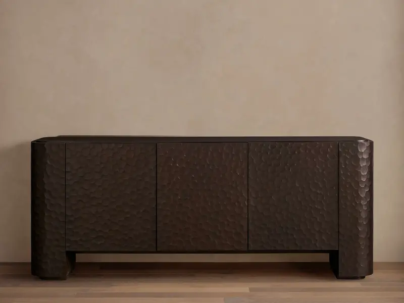 Chiseled Textured Wood Sideboard 1