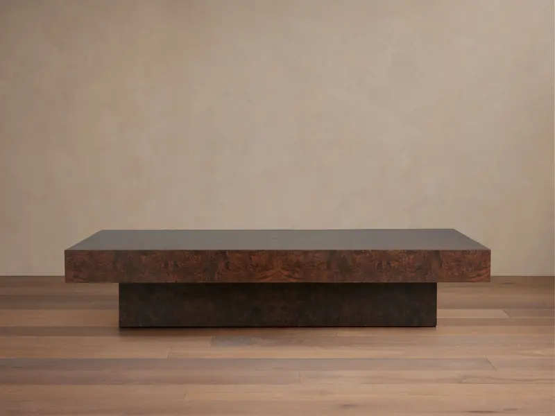 Cinzia Burl Veneer Short Coffee Table – 72" Design 1