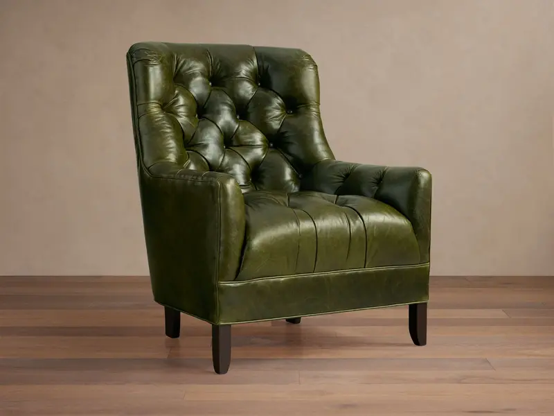 Club-Style Upholstered Leather Armchair 1
