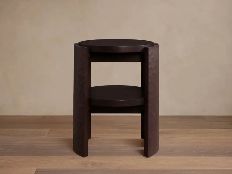 Contemporary Chiseled Wood End Table 1