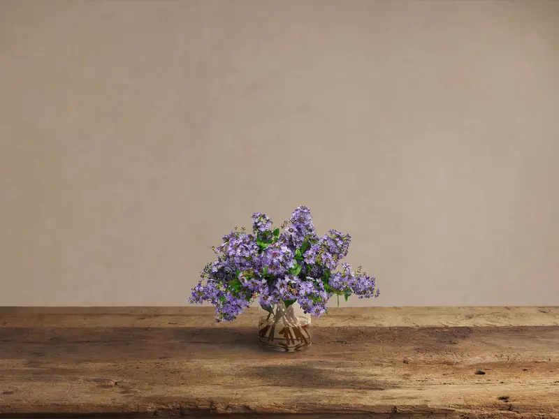 Cylindrical Vessel With Lifelike Lilac Stems 1