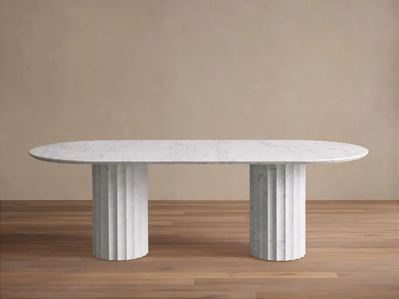 Danae Stone Dining Table – Natural Stone Top With Black Metal Frame 1