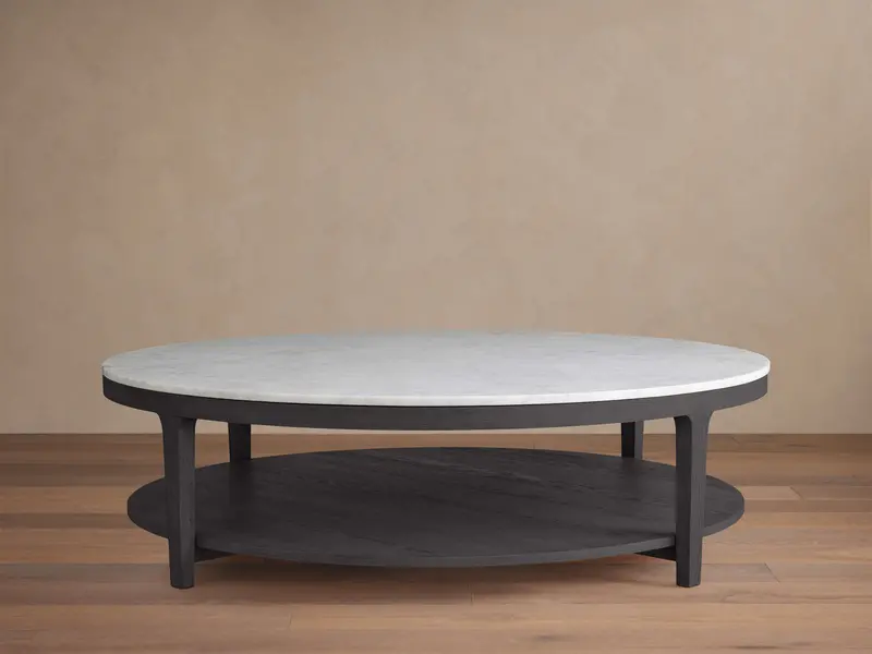 Danny Round Coffee Table With Solid Wood Base 1