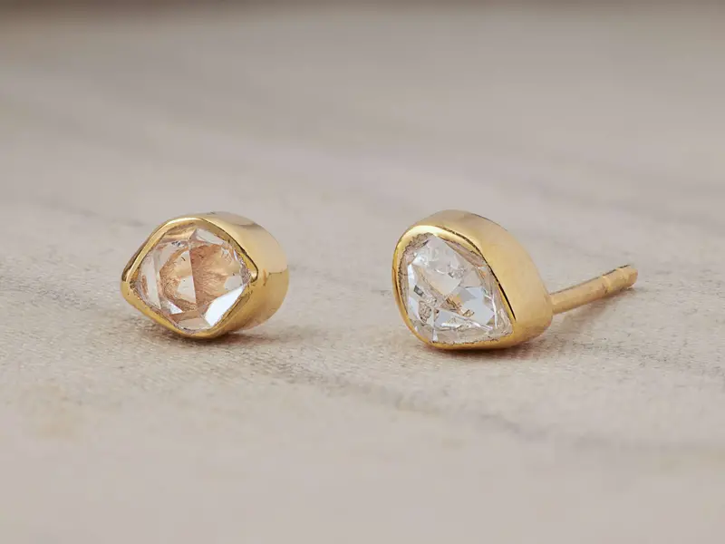 Darian Herkimer Diamond Bezel Stud Earrings 1
