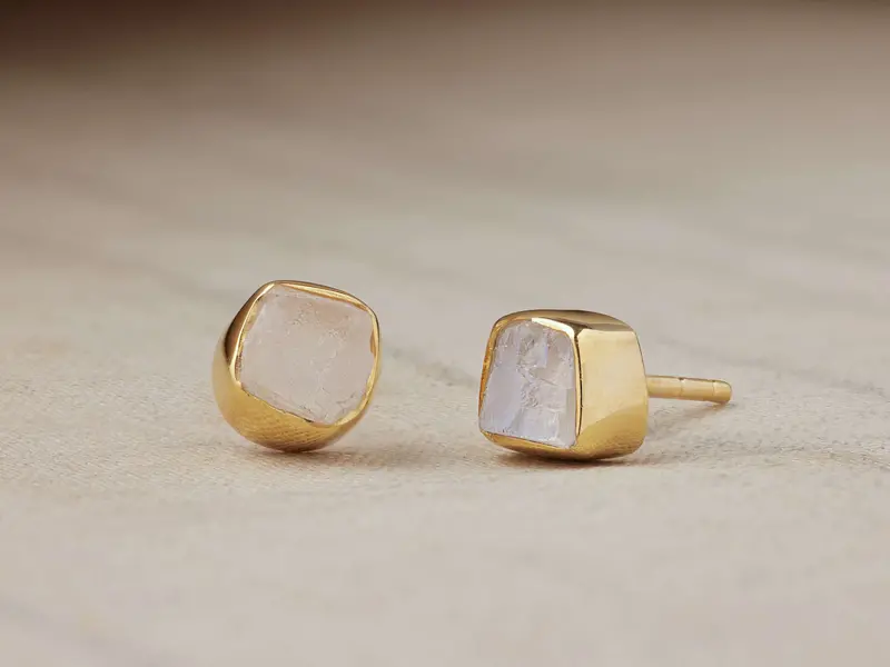 Darian Moonstone Bezel Stud Earrings 1