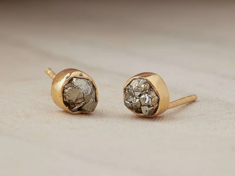 Darian Pyrite Bezel Stud Earrings Set 1