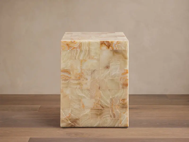 Dasha Onyx Stone Stool – Hand-Carved Accent Seat 1