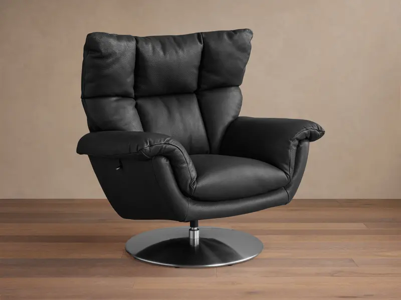 Deacon Onyx Leather Swivel Recliner – Lanie Finish 1