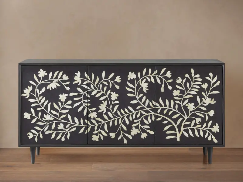 Divya Modern Sideboard With Soft-Close Drawers & Open Shelving 1
