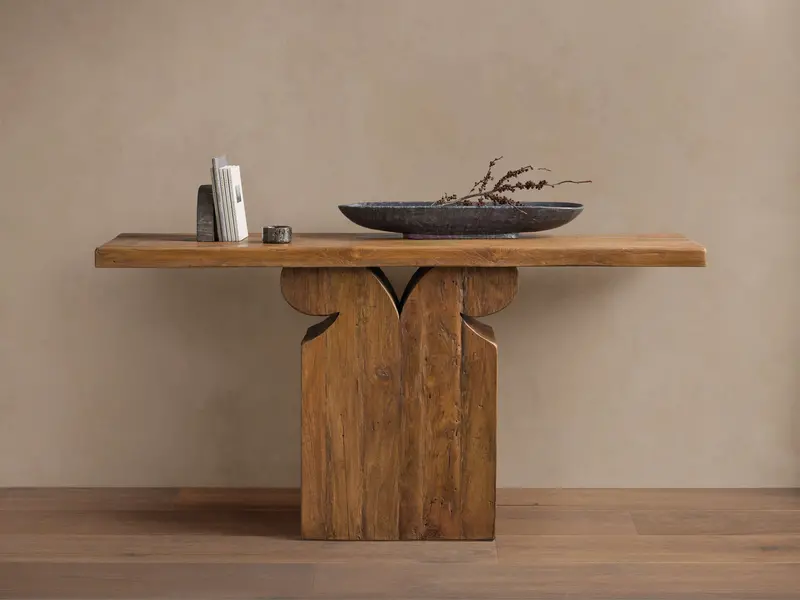 Dumai Contemporary Console Table With Open Shelving 1