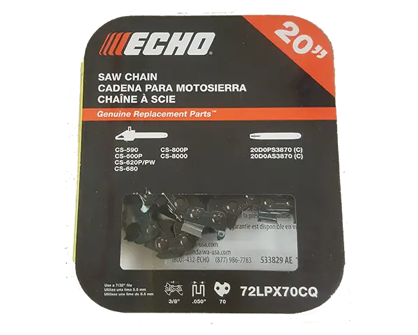 Echo Standard Chainsaw Chain – 72Lpx70Cq, 20-Inch Fit 1