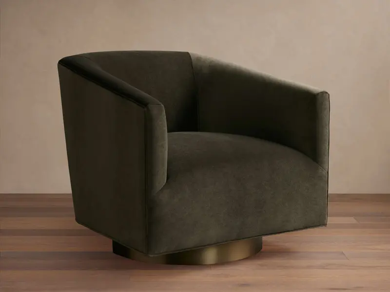 Ellison Industrial-Style Swivel Chair With Metal Plinth Base 1