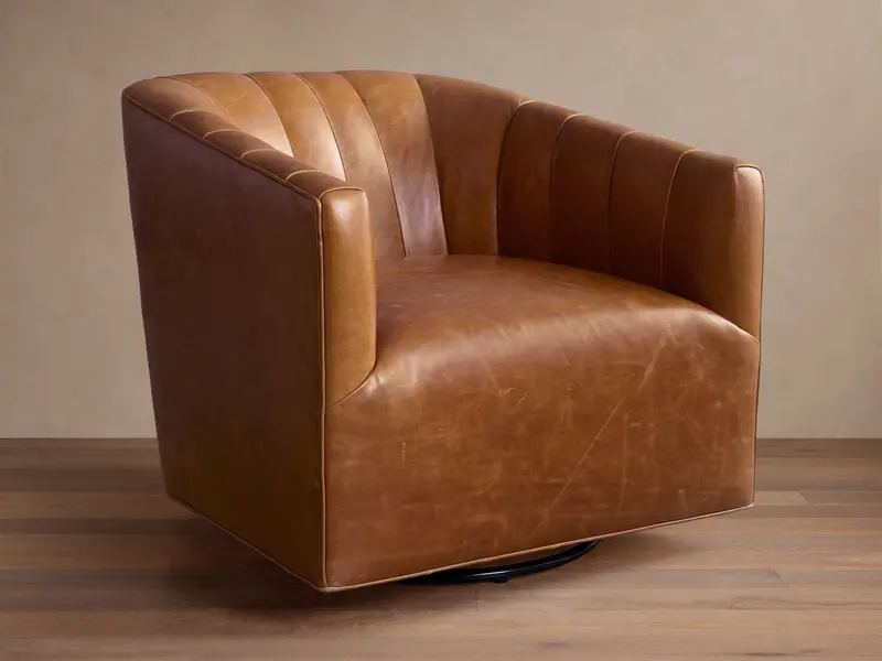 Ellison Leather Swivel Chair With Channel Stitching 1
