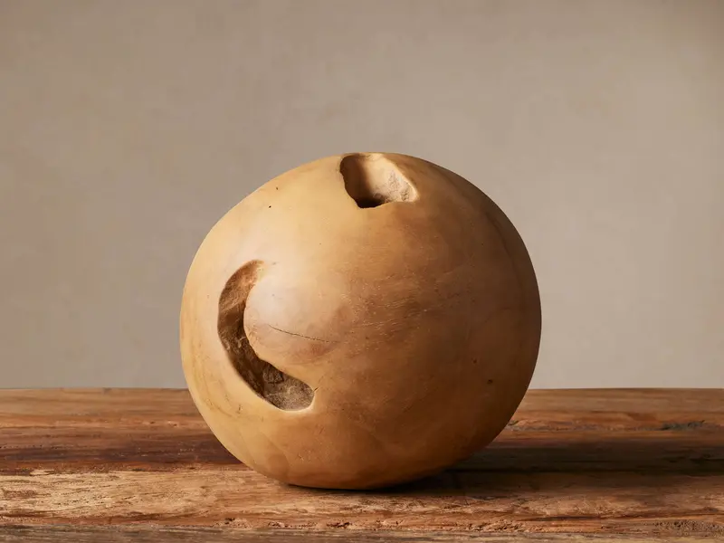 Etta Organic Sphere Sculpture In Natural Finish 1