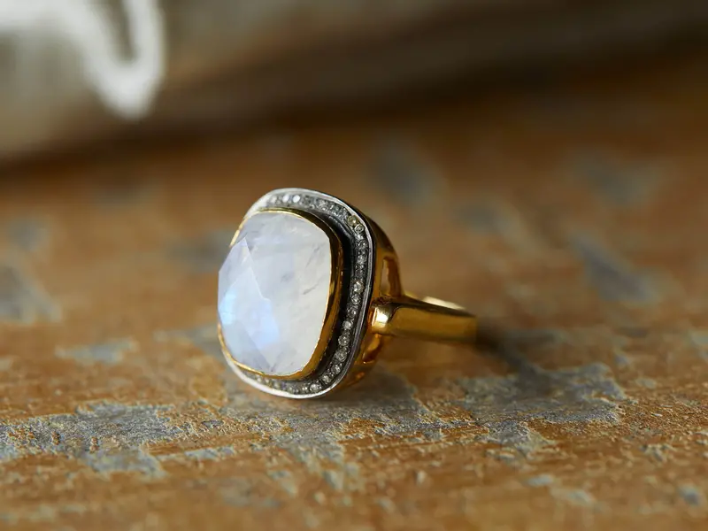 Evening Star Moonstone Adjustable Ring 1