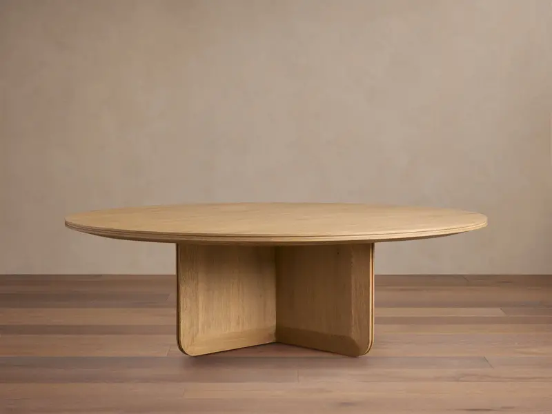 Felton Round Coffee Table In Warm Honey Wood Tone 1