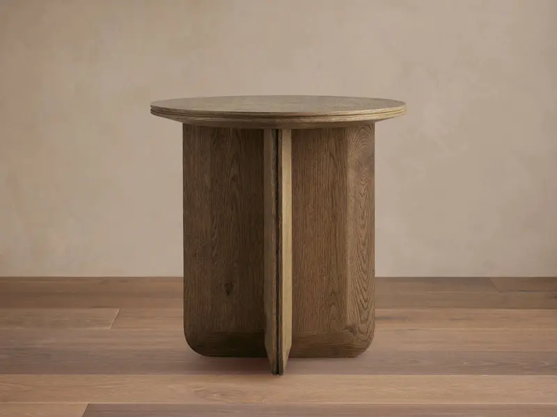 Felton Solid Wood Round End Table With Shelf 1