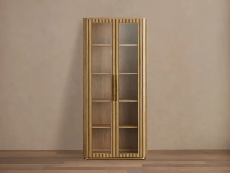Finnley Glass Display Cabinet – Open-Front Curio Cabinet With Tempered Glass Shelves 1