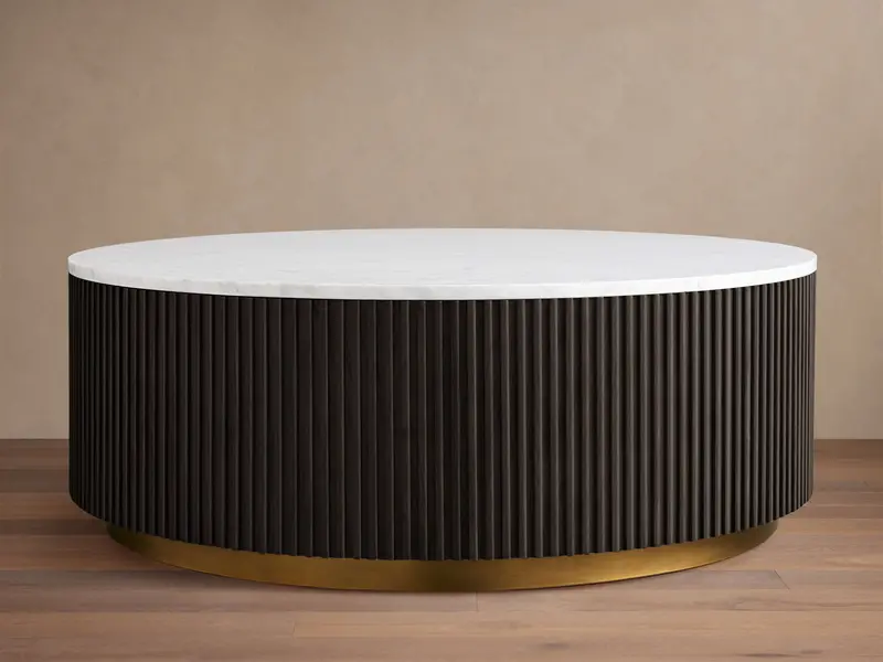 Finnley Round Wood Coffee Table With Drawers 1