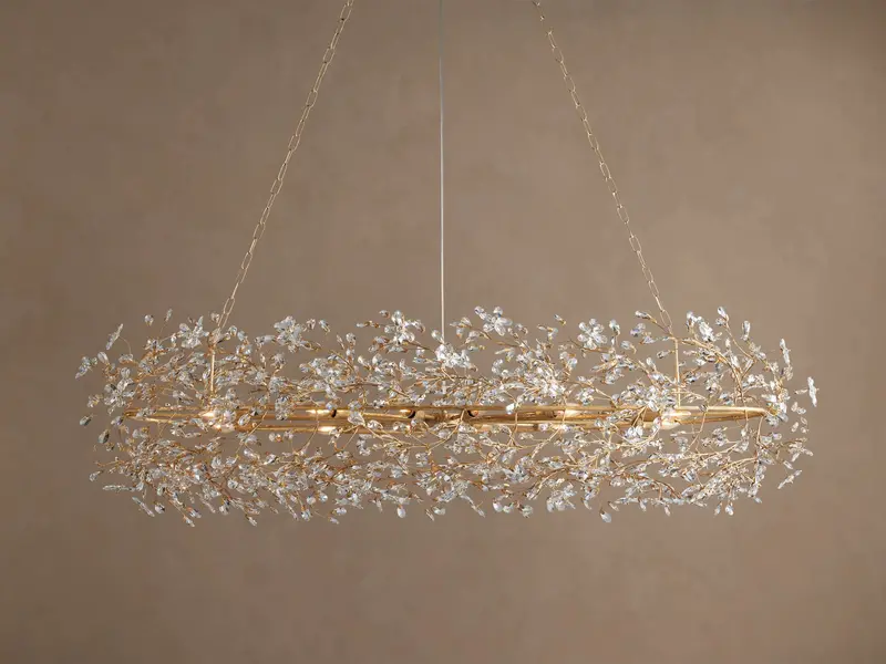 Fiore Oval Metal & Glass Chandelier For Entryways Or Dining Areas 1