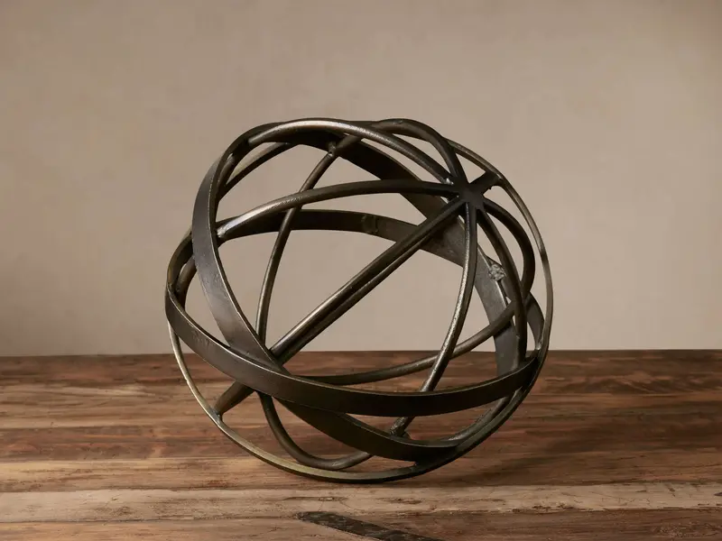 Framework Sphere Sculptural Object – Geometric Metal Home Accent 1